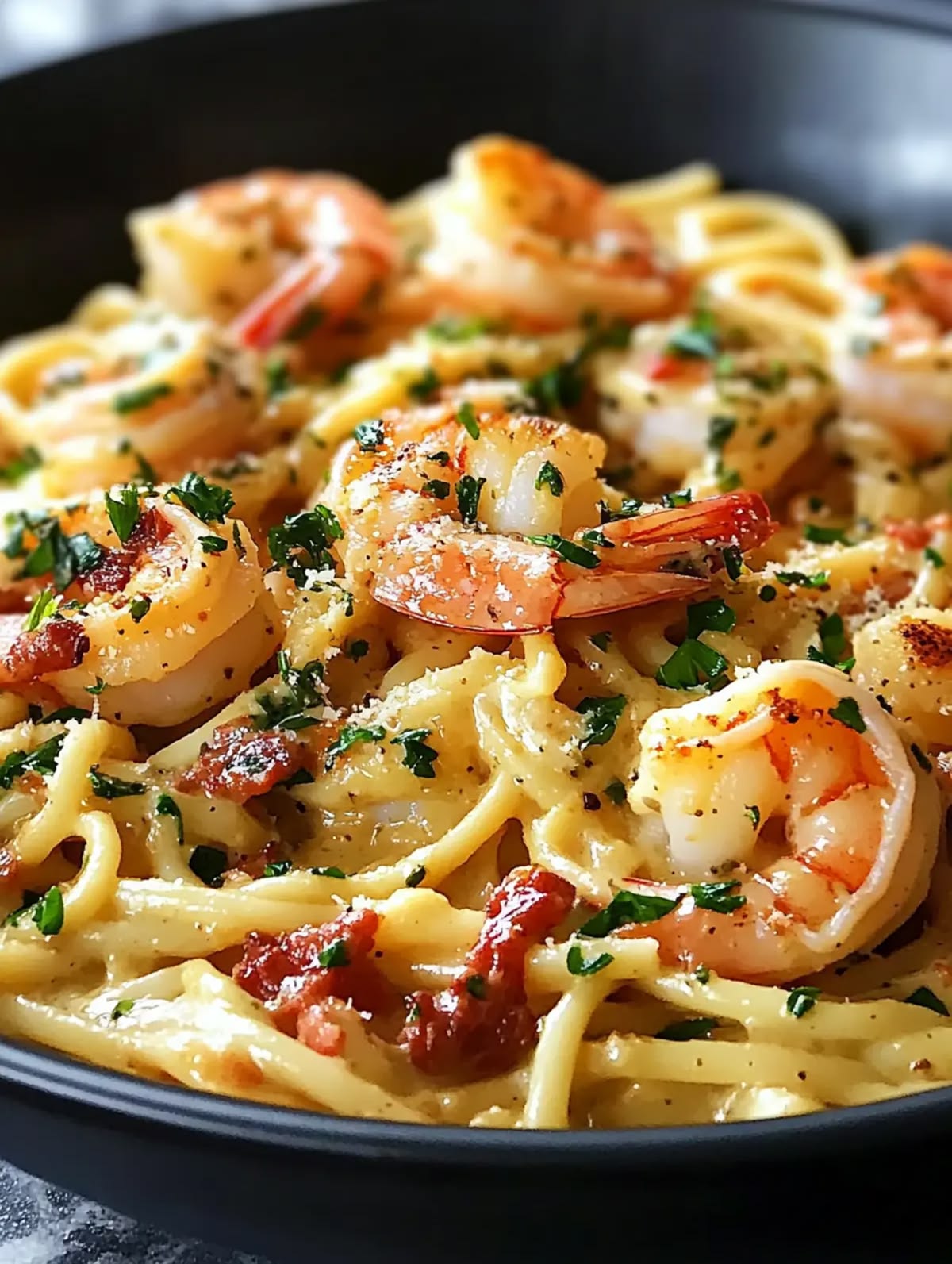 Chicken and Shrimp Carbonara
