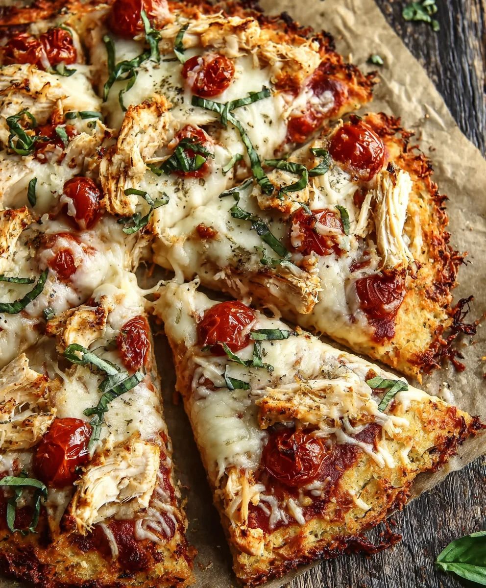 Thin Crust Chicken Veggie Pizza