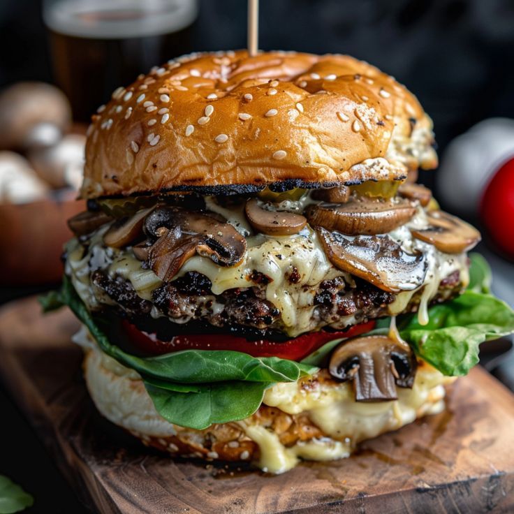 Mushroom and Swiss ButterBurger (Triple)