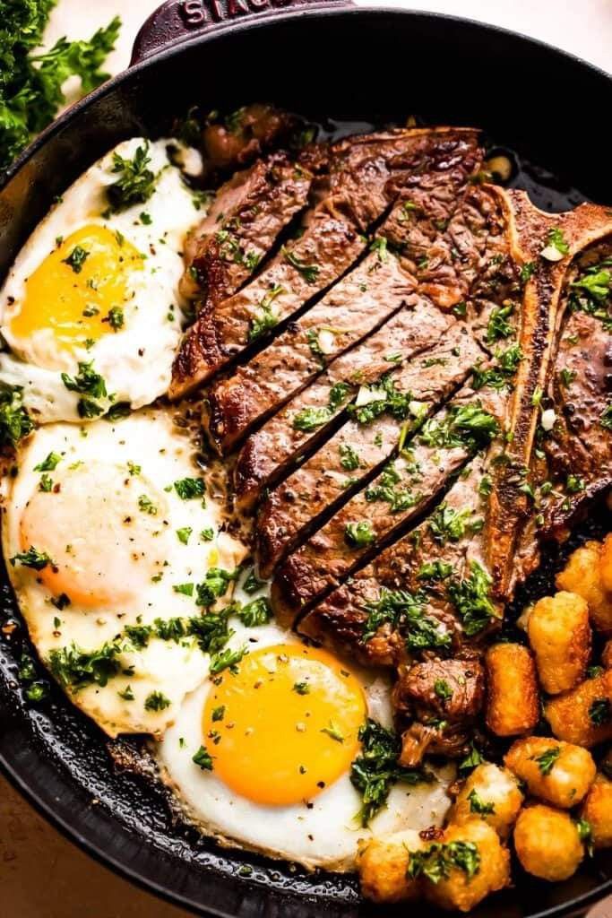 T-Bone Steak and Eggs