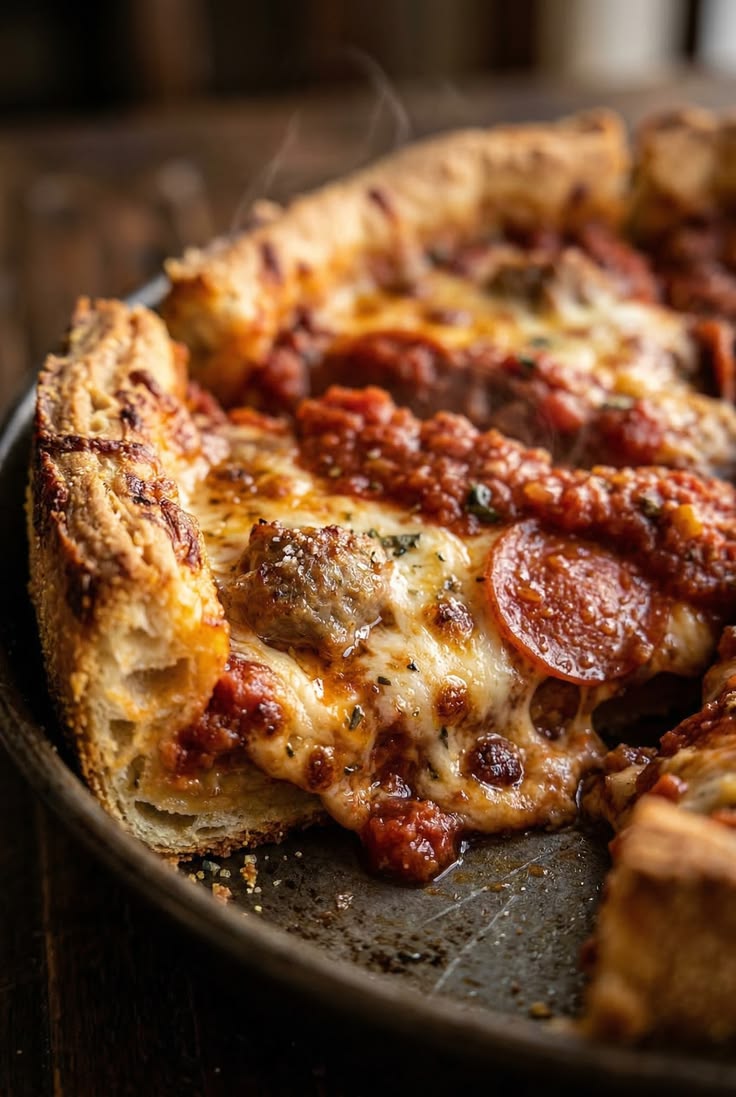 Deep Dish Pepperoni Pizza